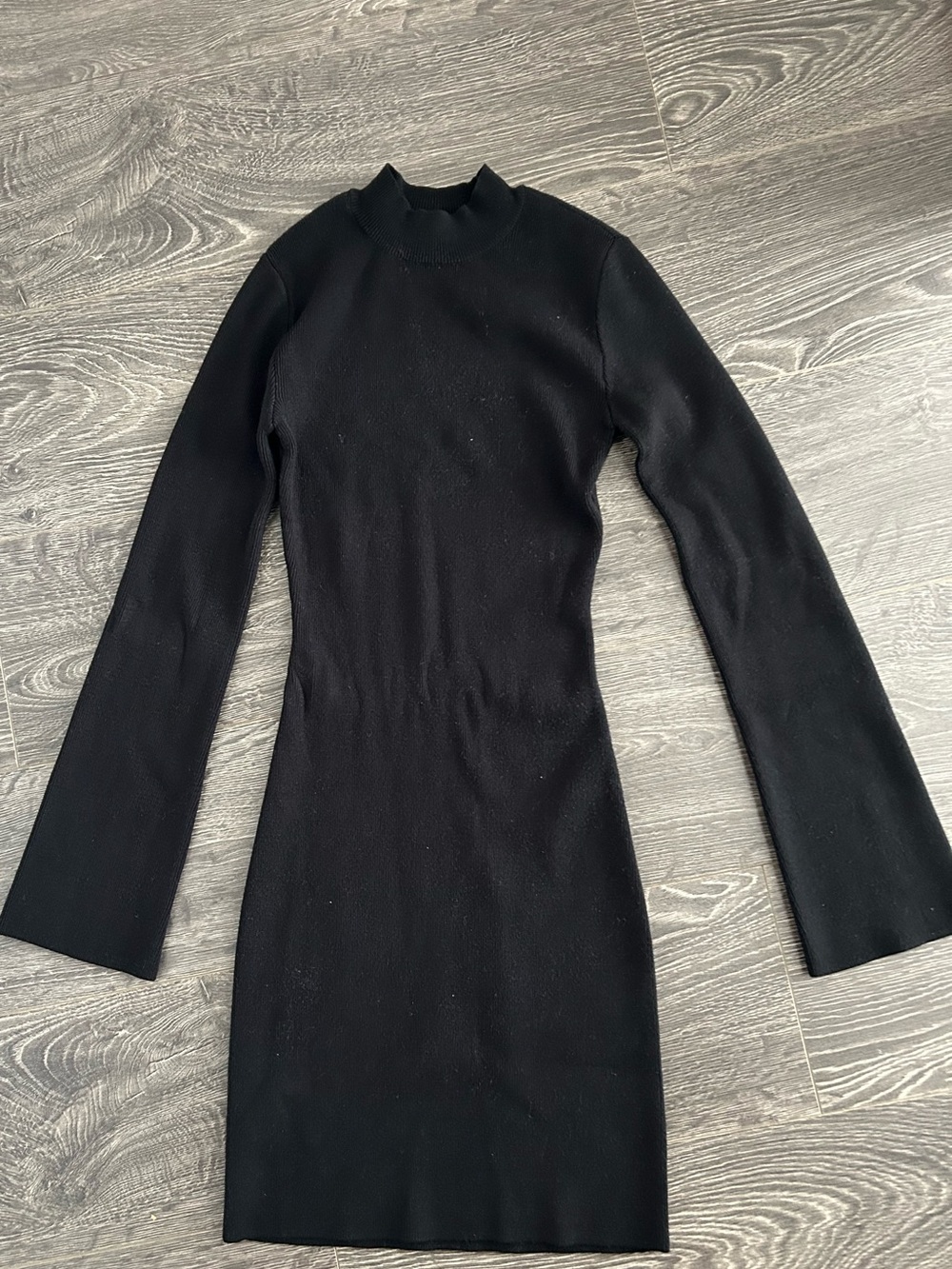 Black Long-Sleeve Mock Neck Bodycon Dress